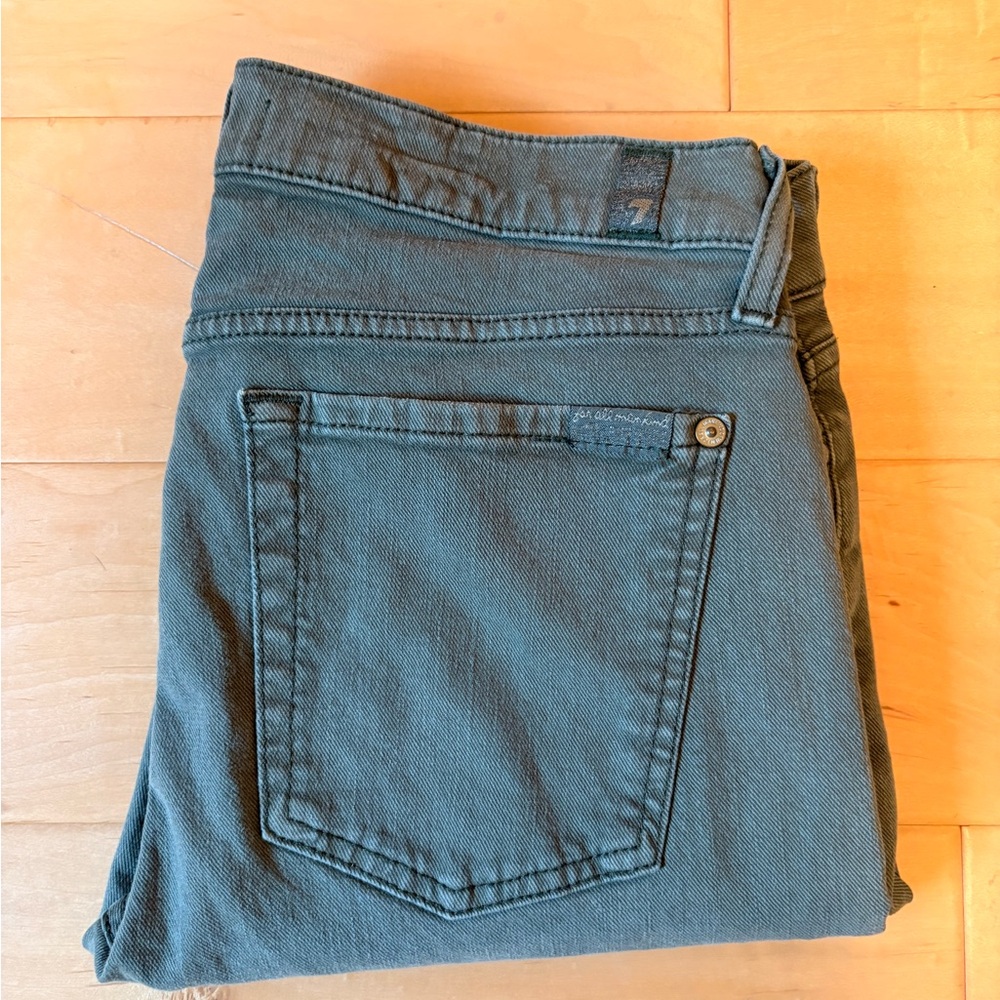 7 For All Mankind Olive Green Jeans with Branded Waist Tag